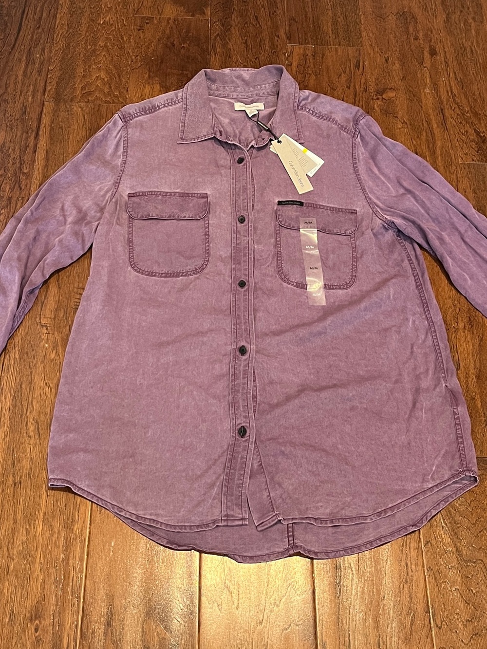 Calvin Klein Women’s Purple Button-Up Long Sleeve